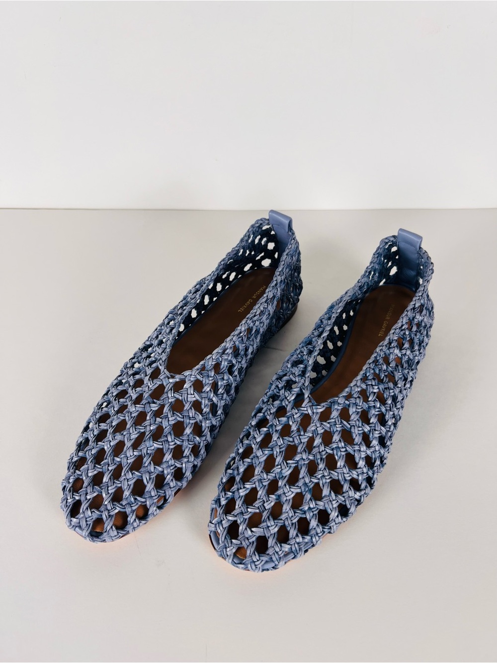 Mansur Gavriel Woven Ballerina Slip-On Ballet Flats in Blue Size 39.5